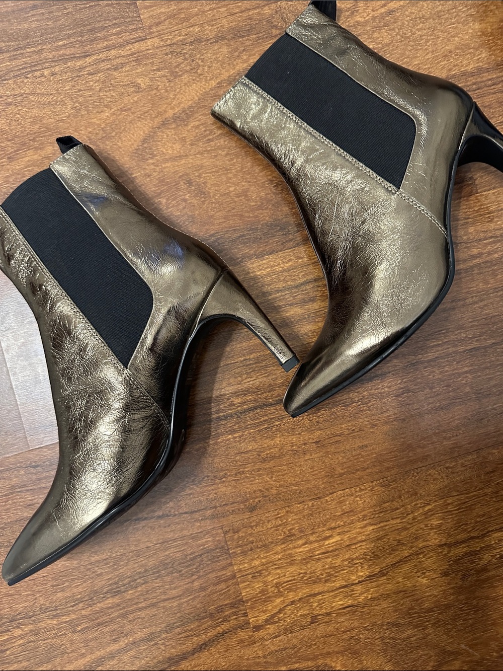 Women's Pointed Toe Ankle Boots in golden bronze